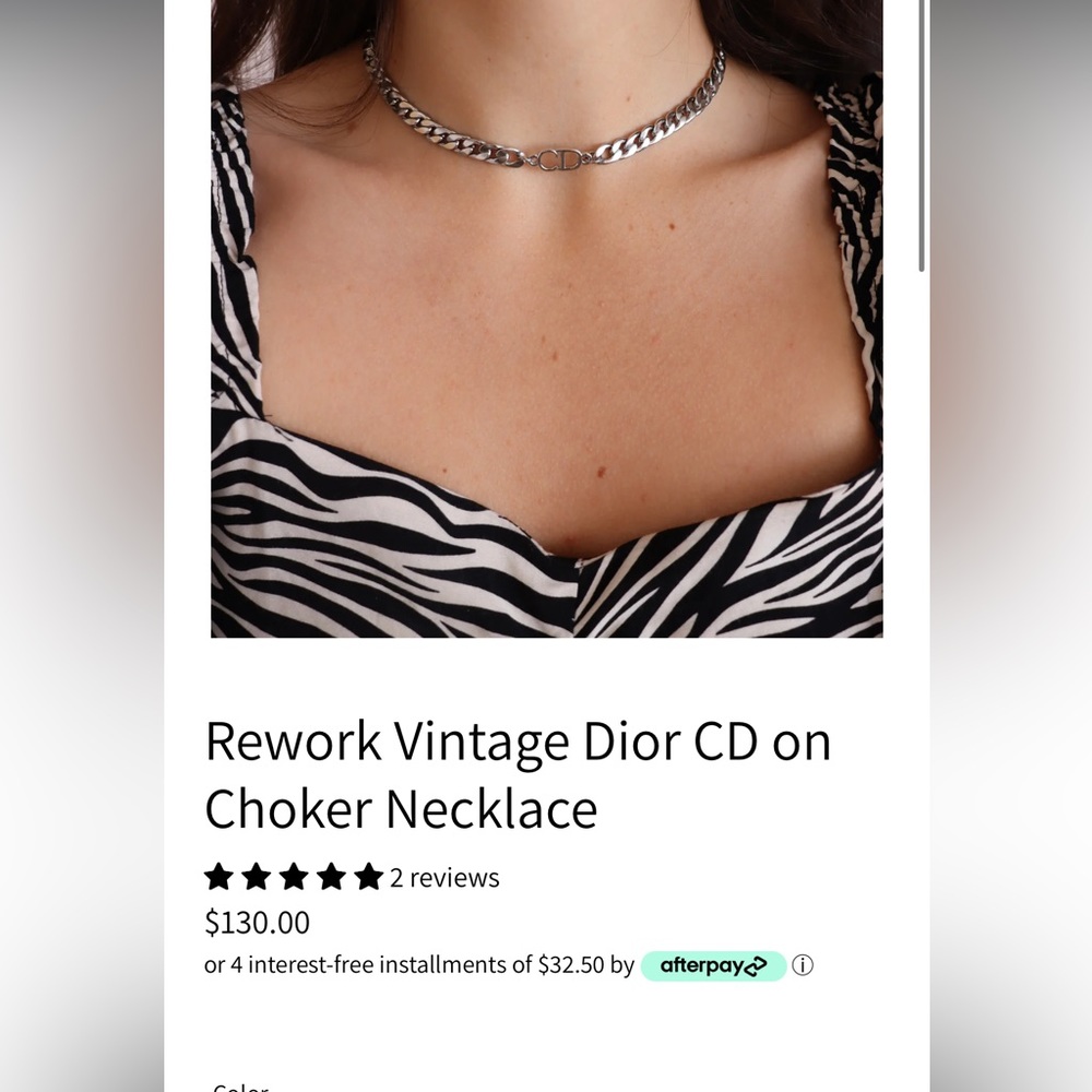 Rework Vintage Dior CD on Choker Necklace silver